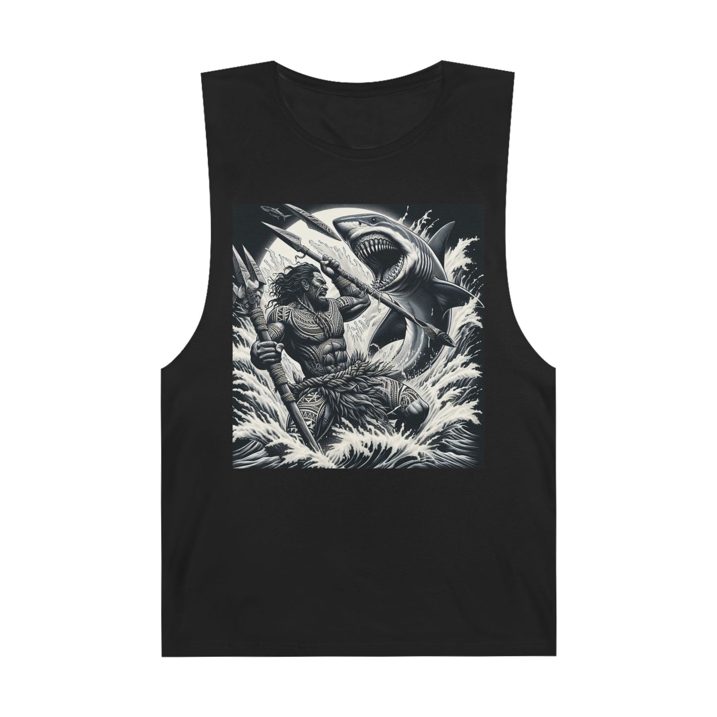 Tank Top - Fishin Caveman Fighting A Shark Print