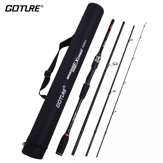 Goture Xceed Spinning Casting Carbon Fishing Rod 3.6M 3.0M 2.7M 2.4M 2.1M 1.98M Light 4 Sections Travel Rods with Portable Bag