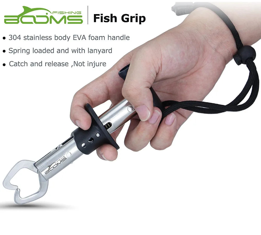 Booms Fishing G1027 Stainless Steel Fish Gripper Pliers Lip Grip Clamp Grabber Trigger Lock  Tool Tackle Box Accessory