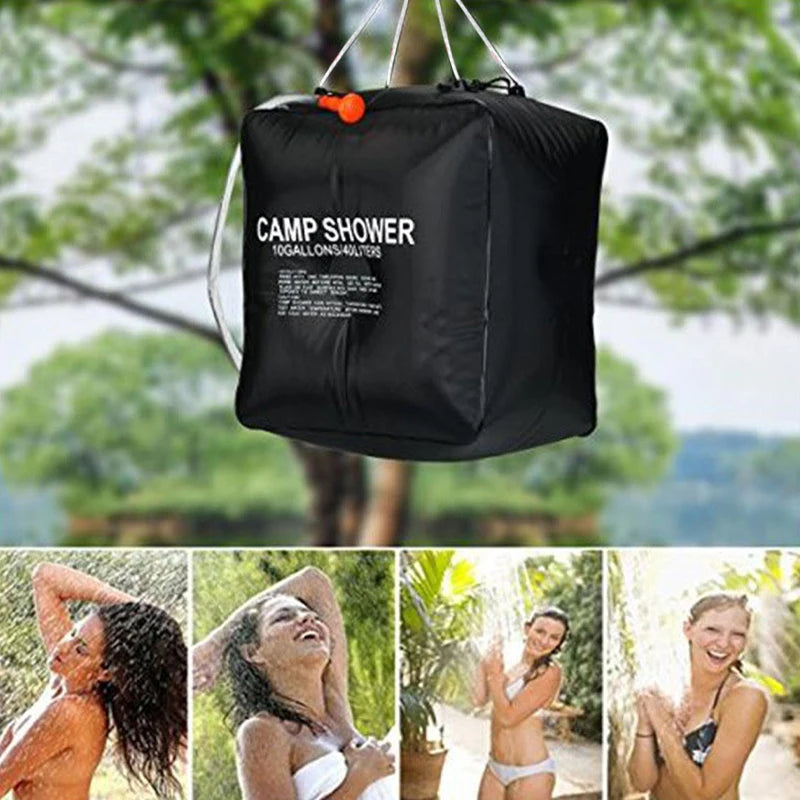 Water Bags 40L Shower Head Solar Power Fast Heating Camping Shower Bag Camping Fishing Hiking Water Storage Bag Bathing Bag