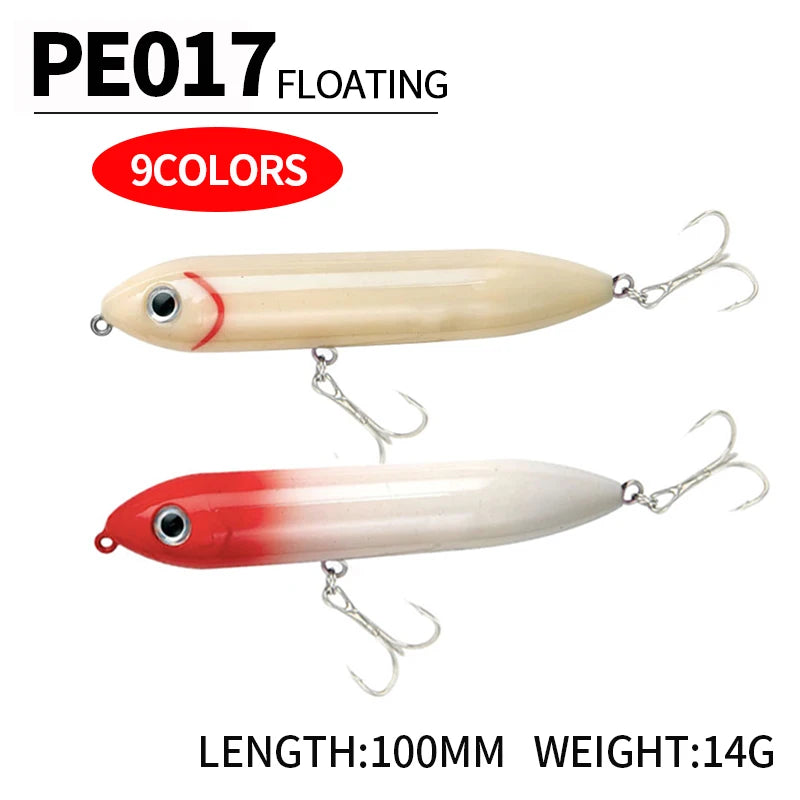 1 Pcs 100mm 14g Pencil Fishing spook lures Floating Artificial Bait Hard Plastic Swimbait pike Bass Trout Lures Fishing PE017