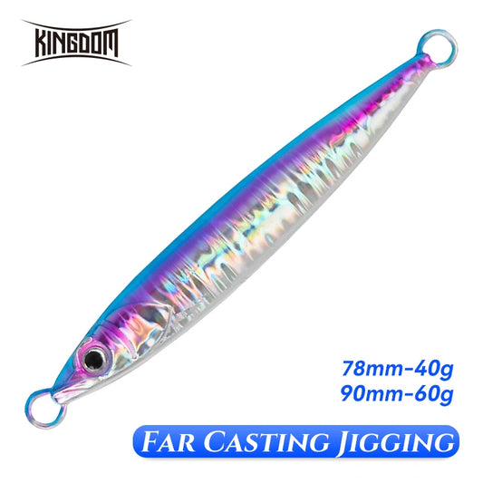 Kingdom Far Casting Lure Fishing Metal Jig Spoon 40g 60g Artificial Lures Jigging Fish Sea Bass Fishing Lures Tackle