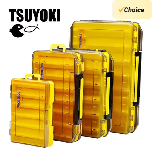 TSUYOKI Large Storage Fishing Tackle Lure Boxes Large, Double Sided, Waterproof PP Plastic Fishing Tackle Box, Fishing Equipment
